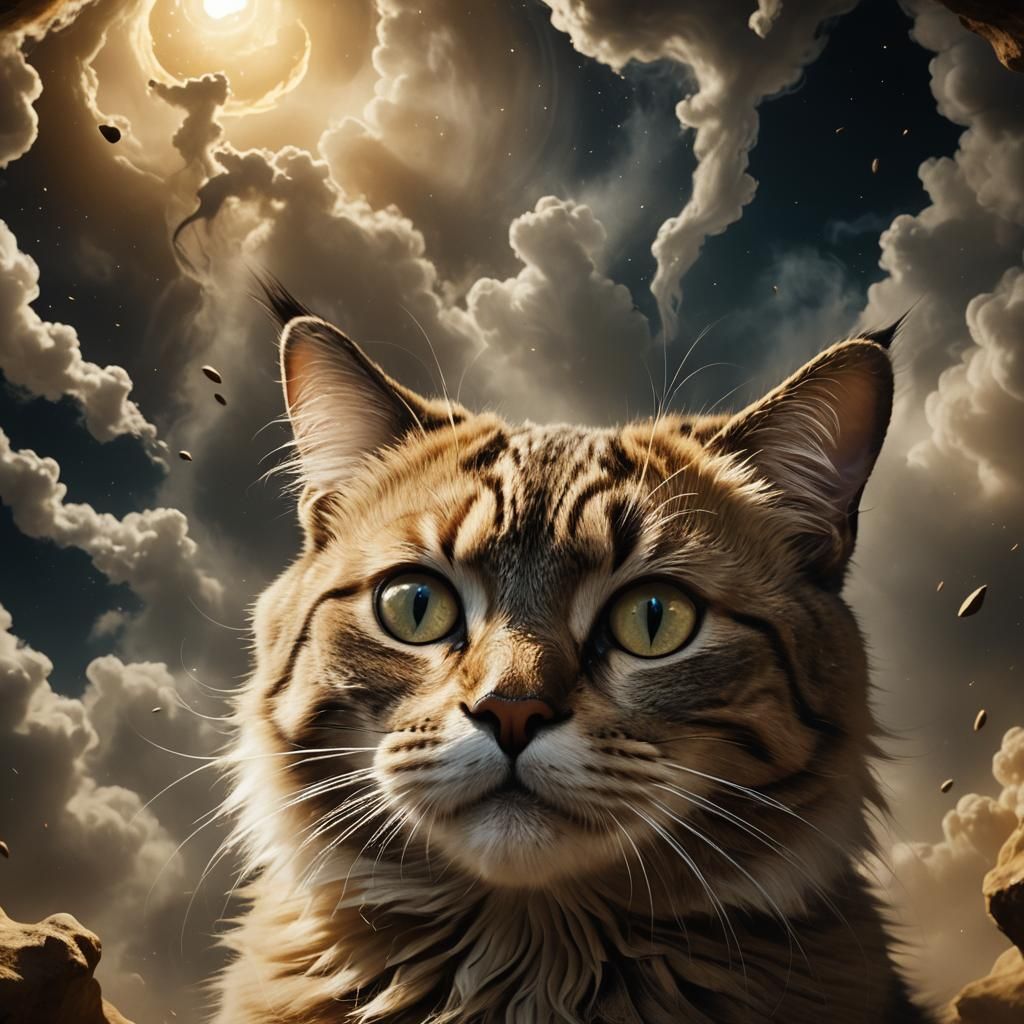 Schrödinger's Cat in Surreal Digital Painting