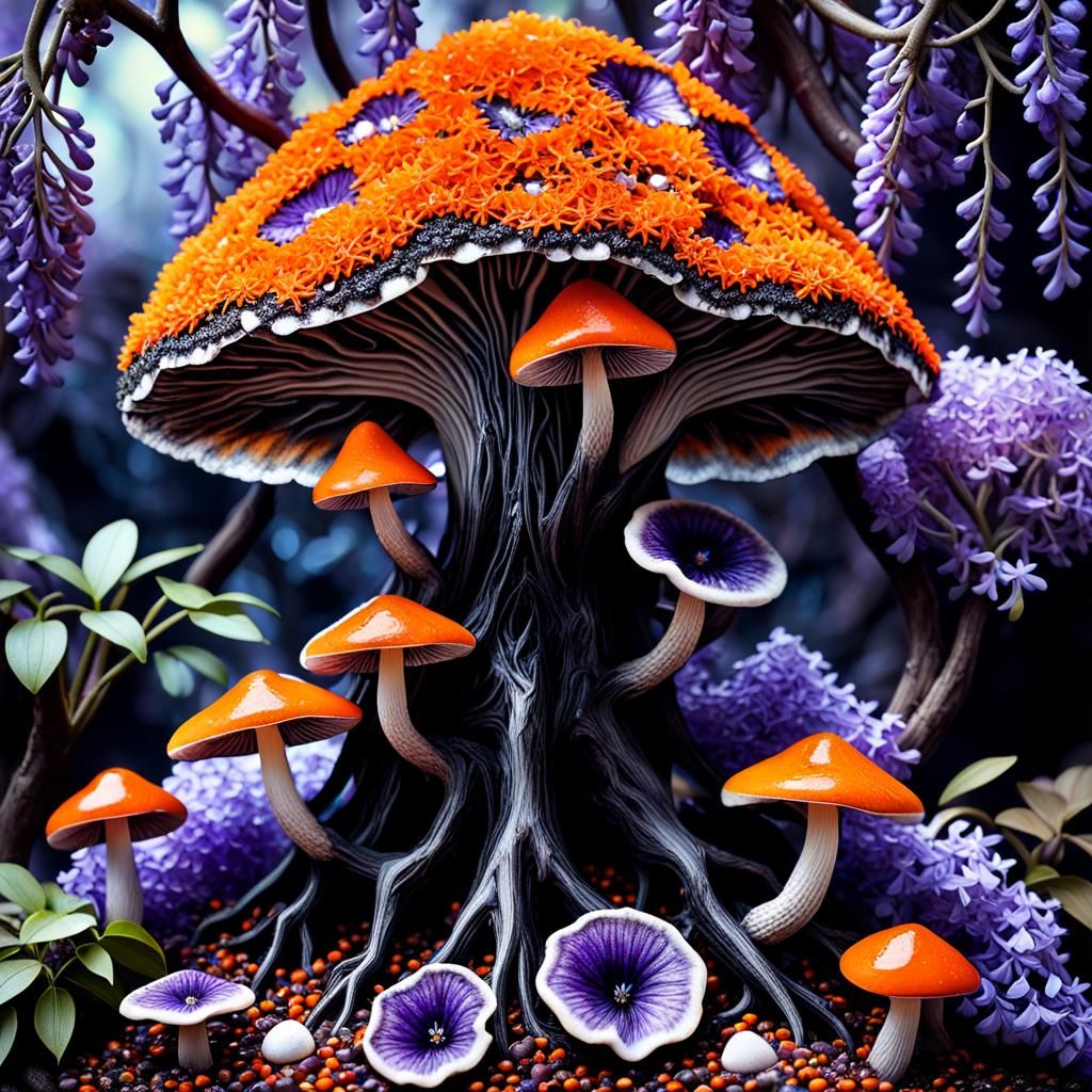 Orange Opal Amethyst Estrellita Bouvardia Mushroom