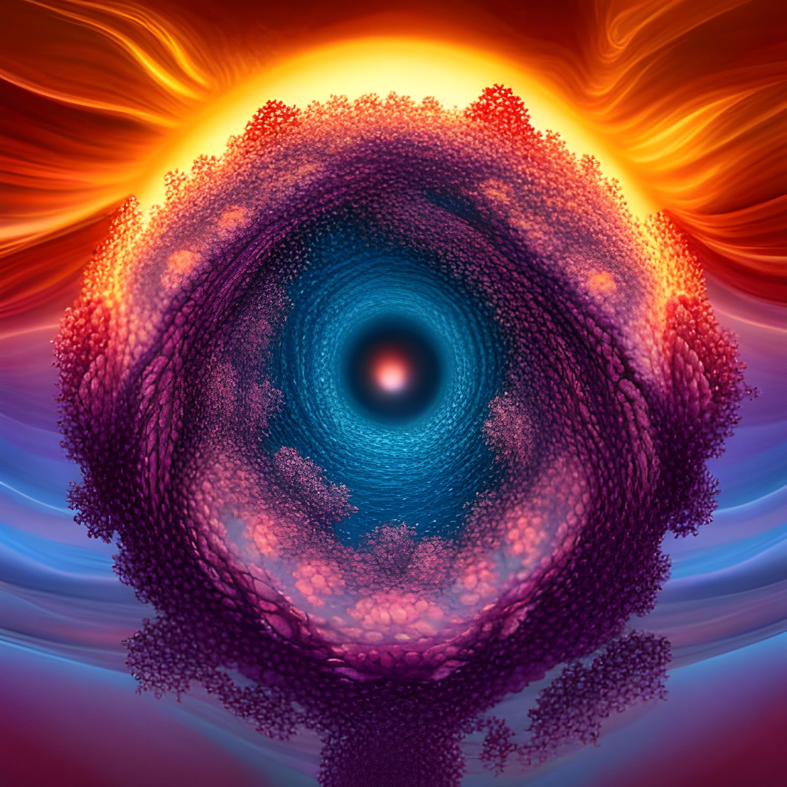 Radiant Eyes and Blossoms in a Storm