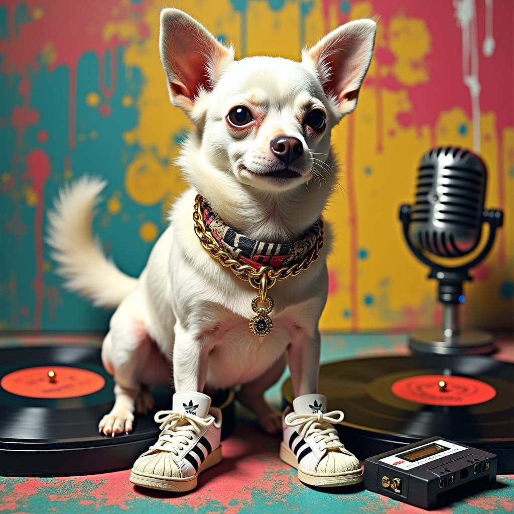 Chihuahua Rapper in Pop Art Style