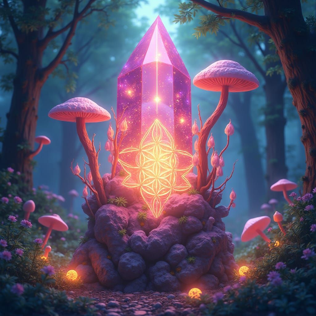 Luminescent Crystal Formation in Sacred Forest