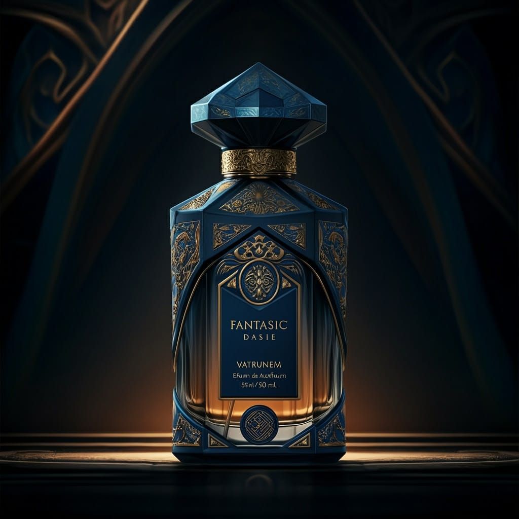 Ornate Fragrance Bottle in Matte Painting Style