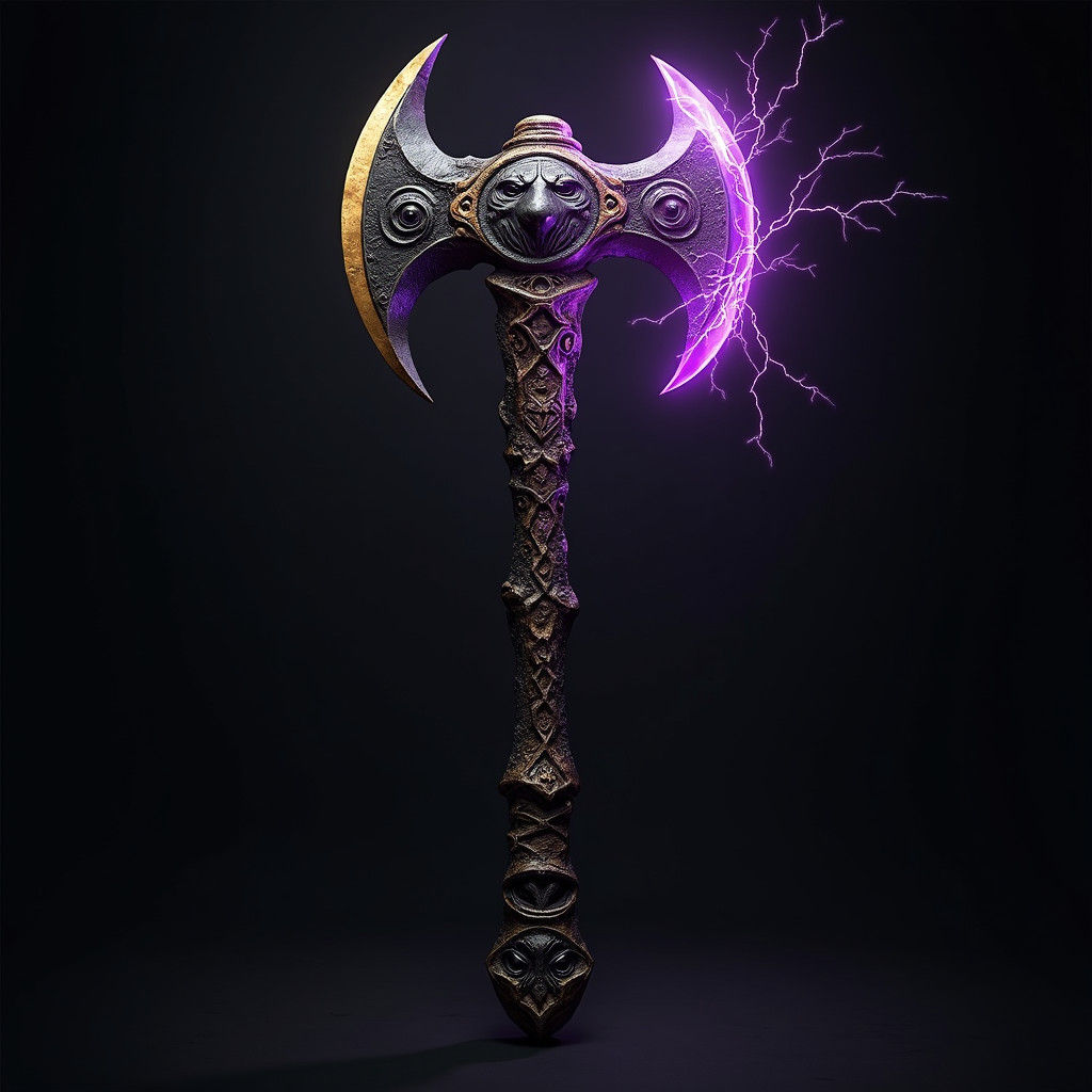Battle-Hardened Pollaxe with Purple Lightning