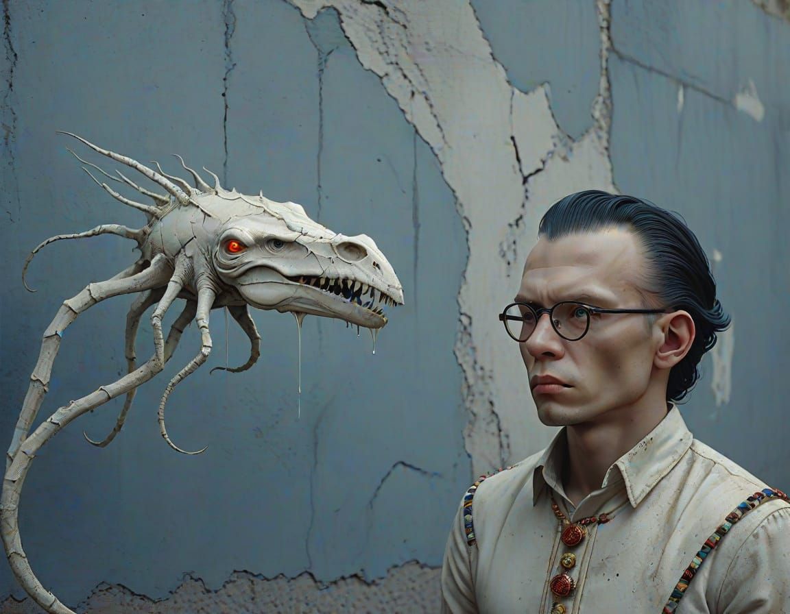 Dark Fantasy Albino with Raven in Eldritch Style