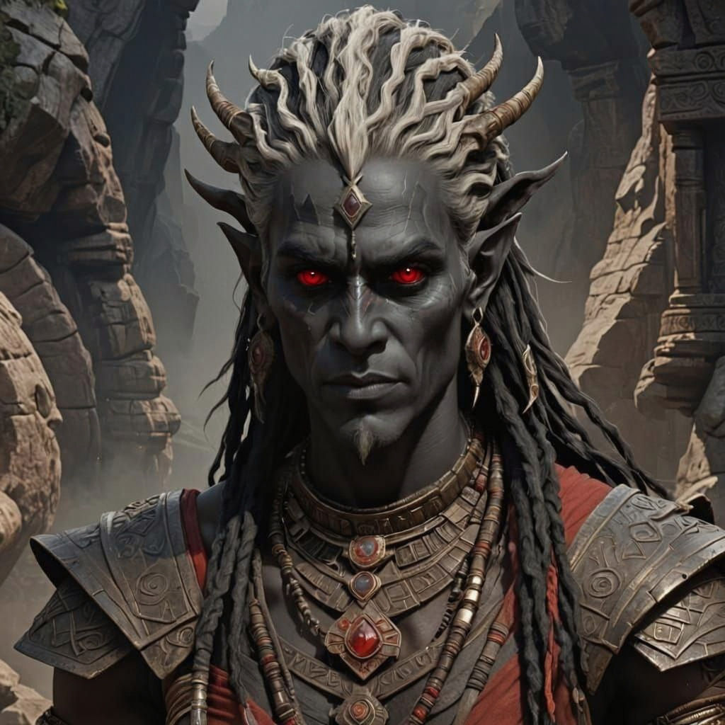 Dark Elf Alchemist Portrait in Detailed Matte Painting