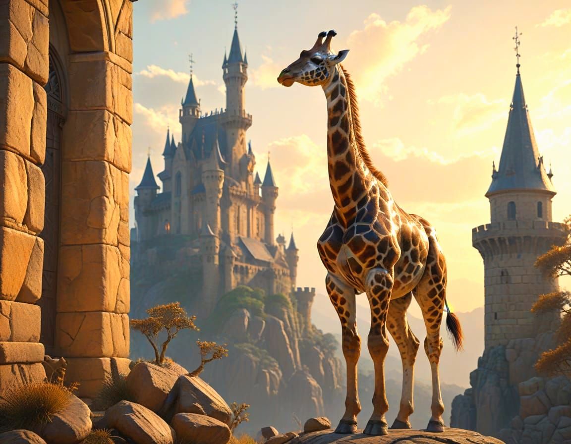 Elegant Giraffe Woman in Ornate Armor