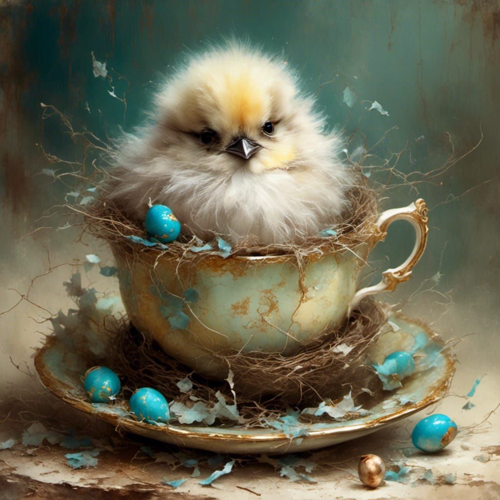 Pretty baby bird in its nest.