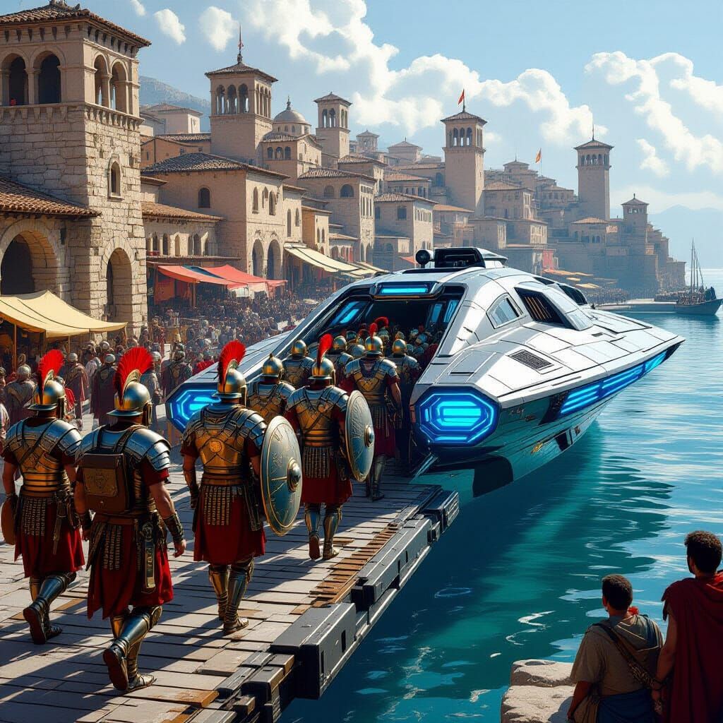 Roman Legion embarks on a Space Transport