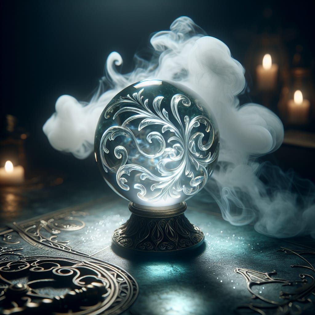 Mystical Crystal Ball Shrouded in Eerie Mist