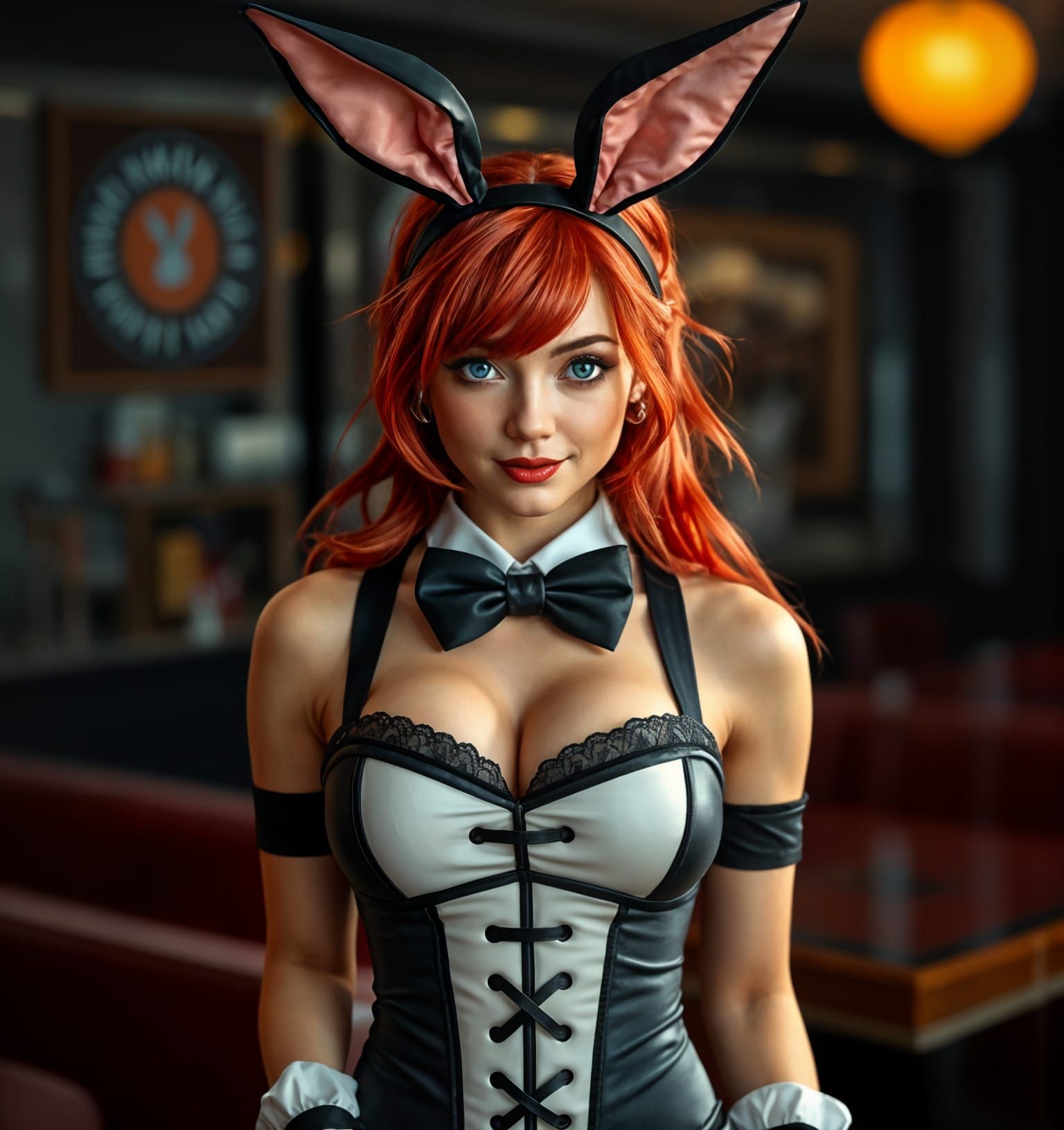 Playboy Bunny Cocktail Waitress in Hyper-Realistic Style