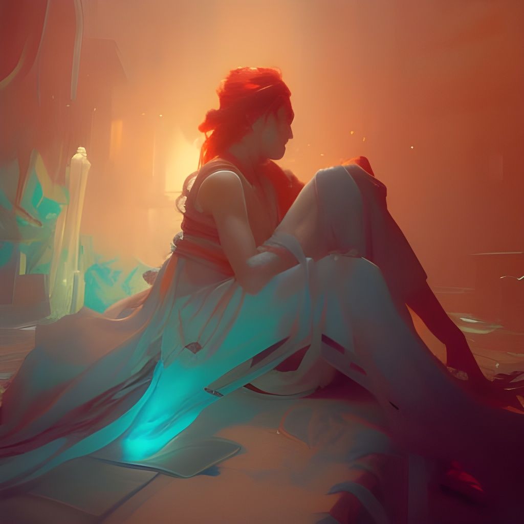 Peaceful Sleep Concept Art in Orange and Teal