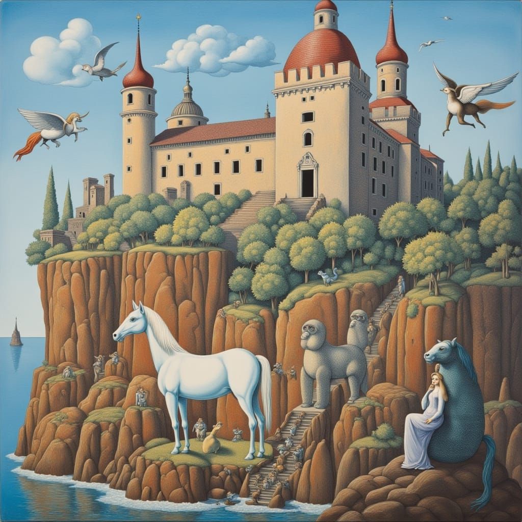 Fantastic Beasts on Island Cliff Castles