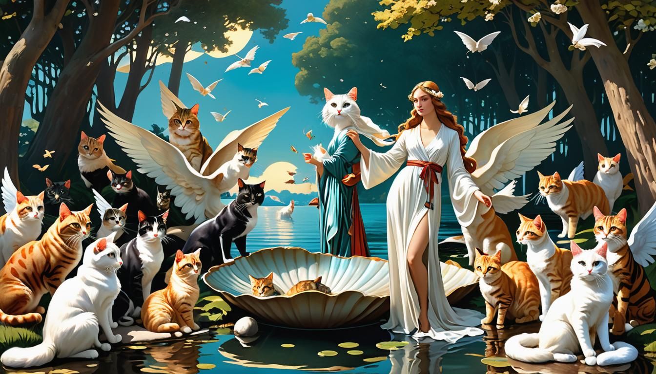 Feline Divine: The Enchanting Arrival of Venus and Her Winged Companions