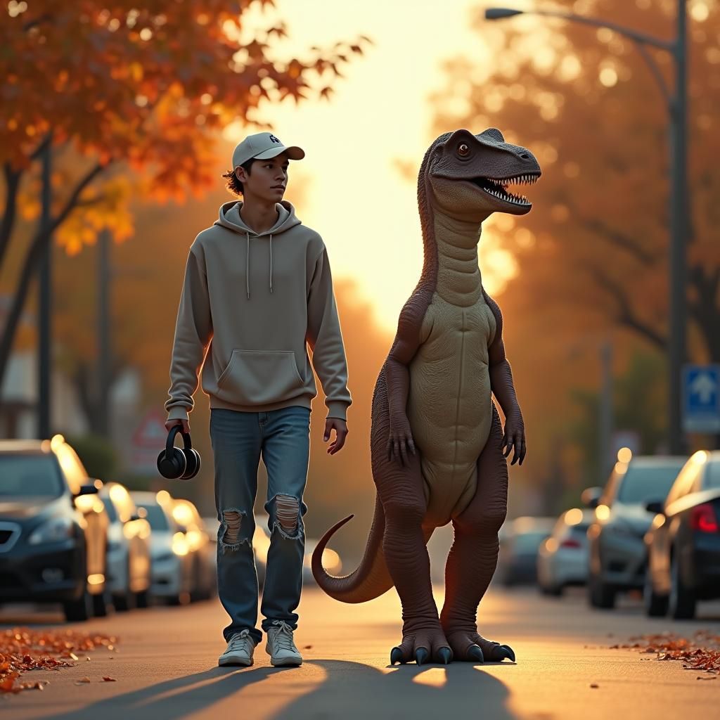 Prehistoric Meets Modern: Dinosaur Walk at Dusk