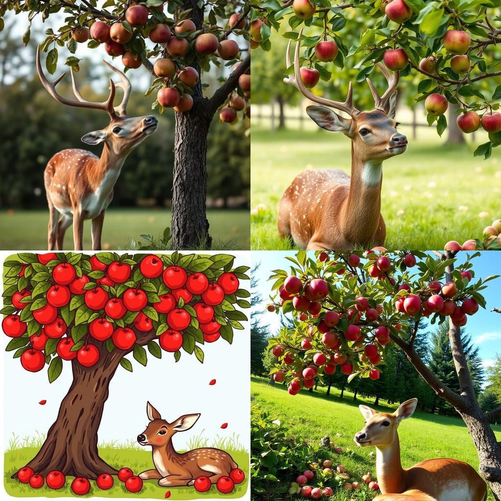 Autumn Deer Enjoys Orchard Bounty