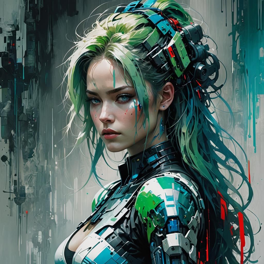 Cyberpunk Norwegian Goddess with Glitch Effects