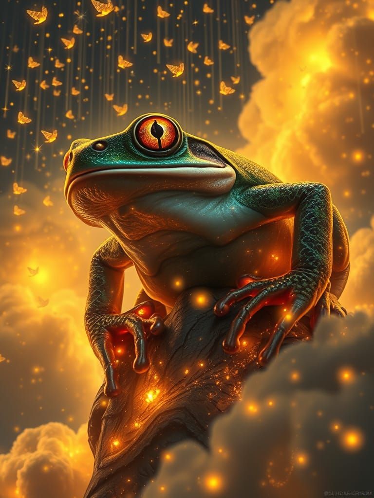 Giant Celestial Treefrog in Alcohol Ink Style