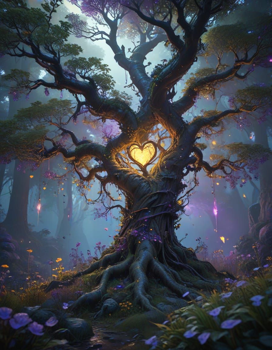 Ethereal Tree Goddess in a Mystical Forest