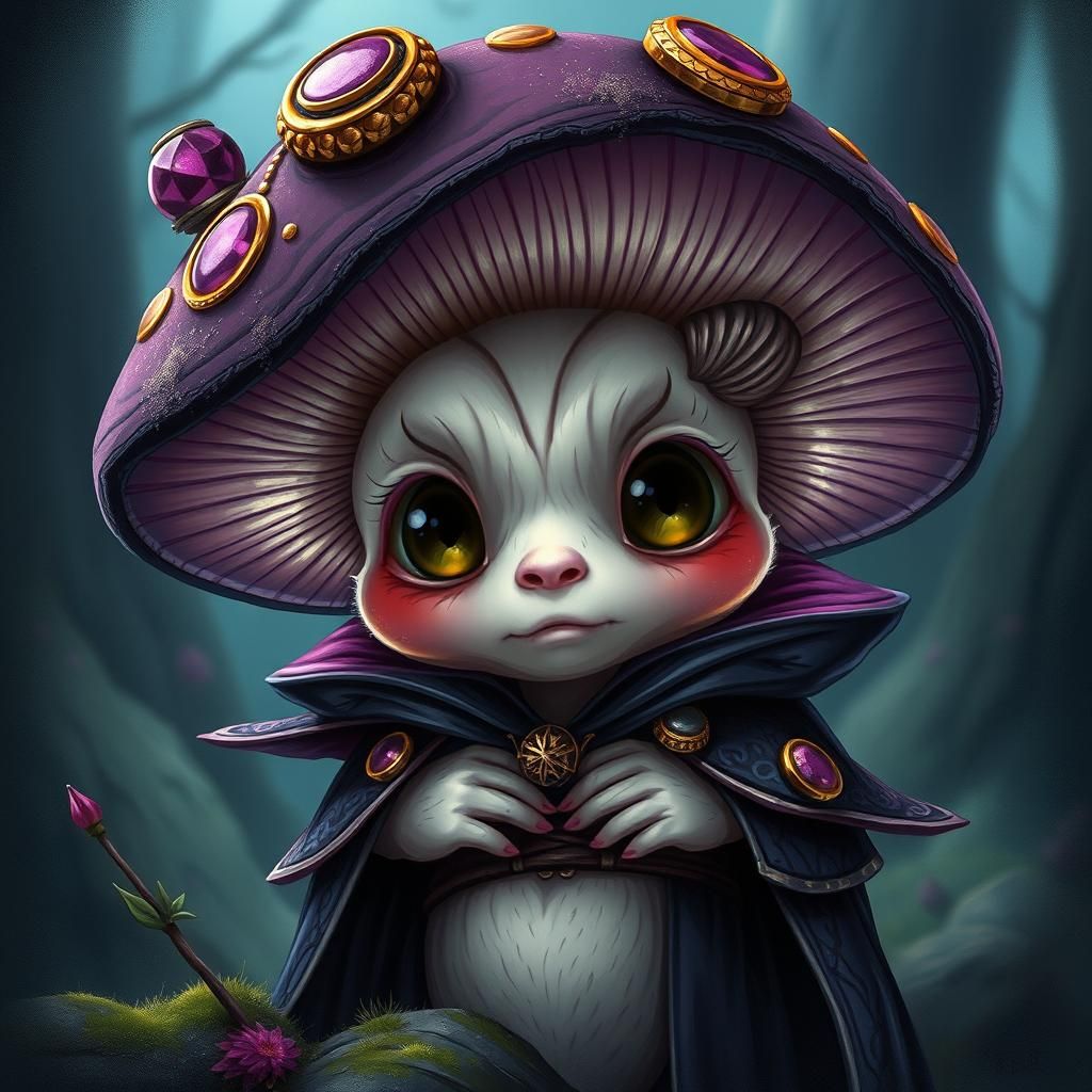 Mushroom in Dark Costume: Fantasy Concept Art