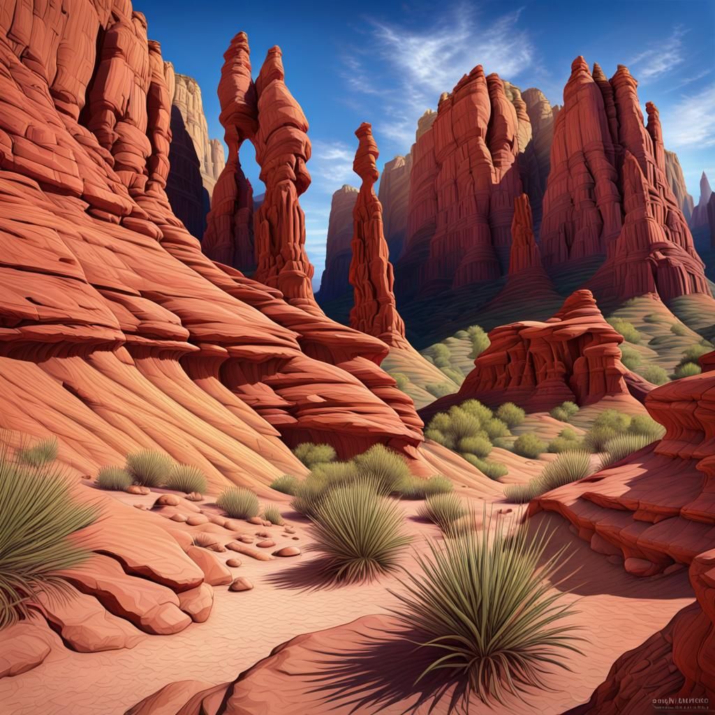 Vibrant and dramatic red rock formations