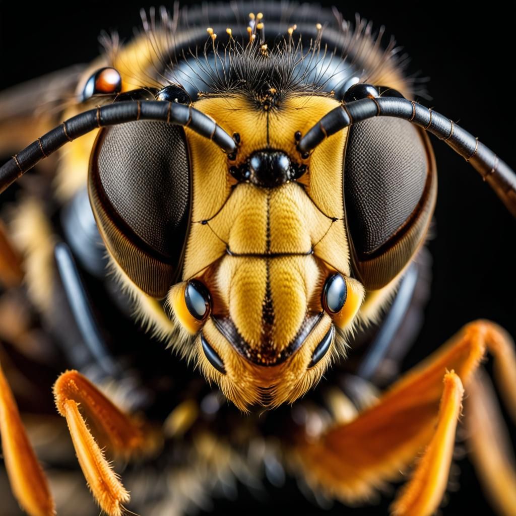 Wasp Face Close-Up, Macro Photography in 8K