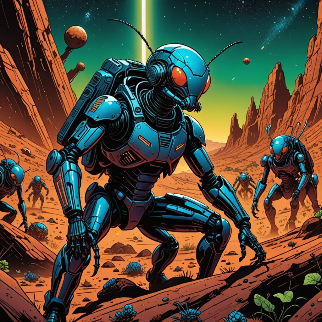 Martian Ants in Comic Book Style