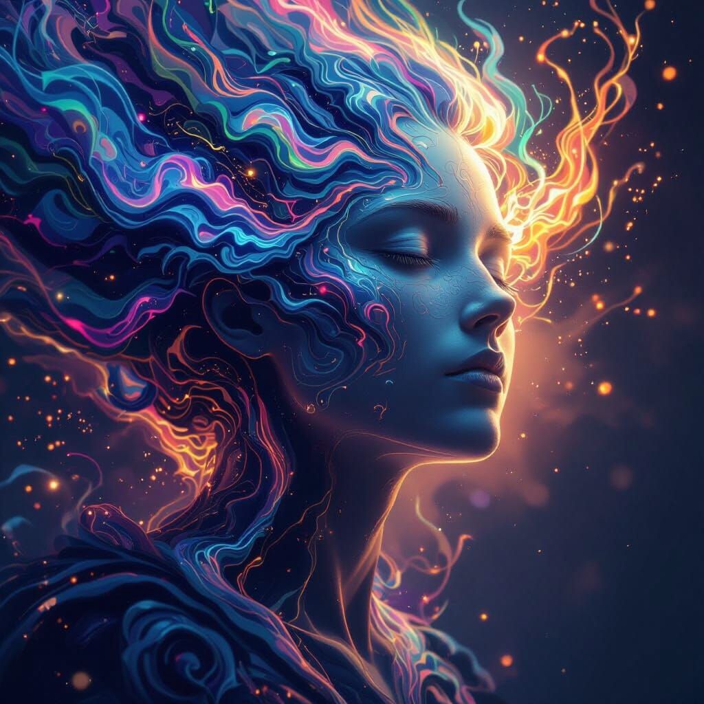 Ethereal Soul Portrait in Dynamic Lighting