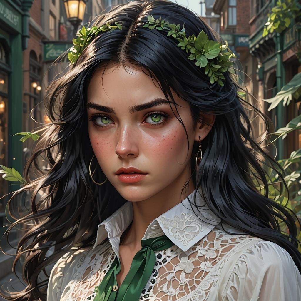 Unhappy Girl with Flowing Mascara, Digital Art Portrait