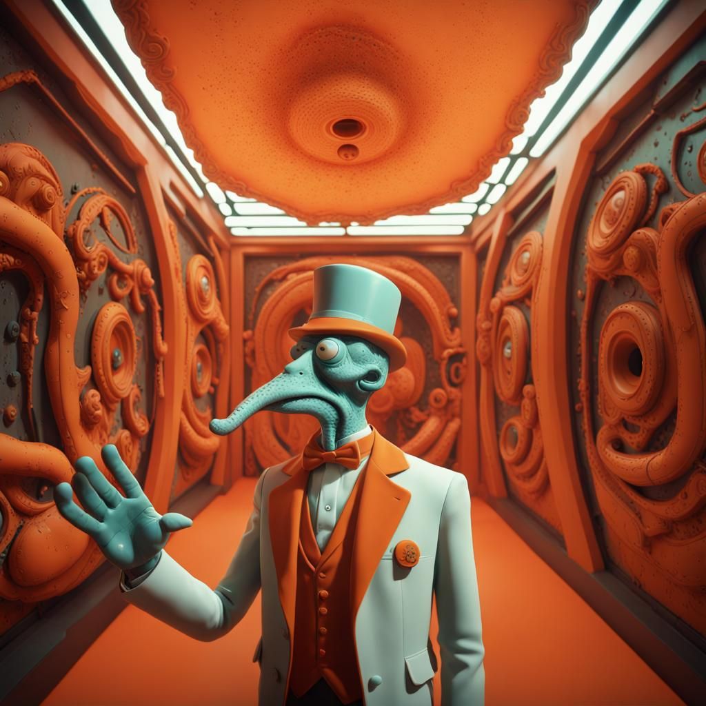 Squidward as Clockwork Orange, Detailed Digital Art