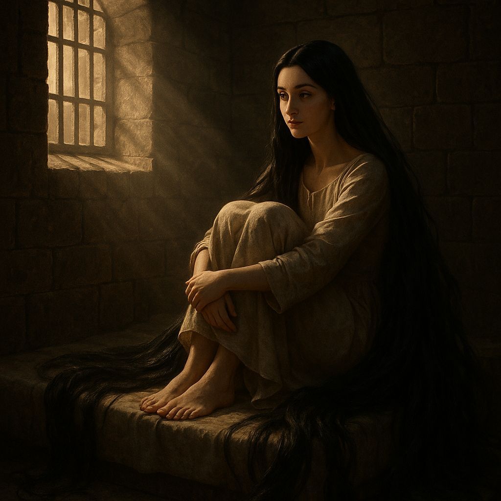 Tsarina Evdokija in Prison with Long Hair