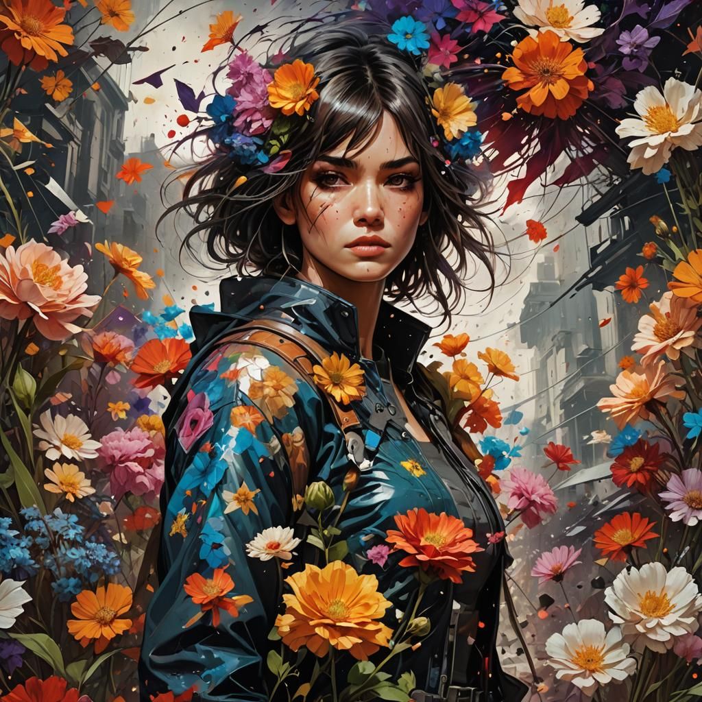 Explosive Floral Comic Book Art