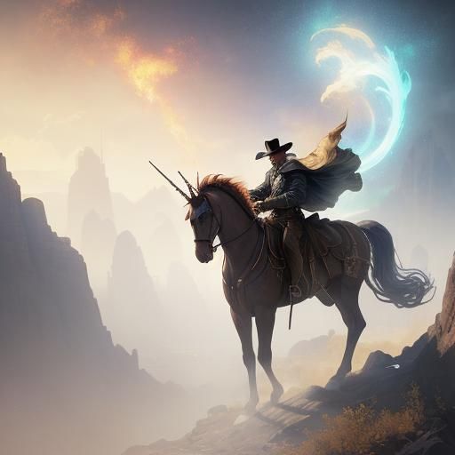 Cowboy Portrait in Art Nouveau Western Concept