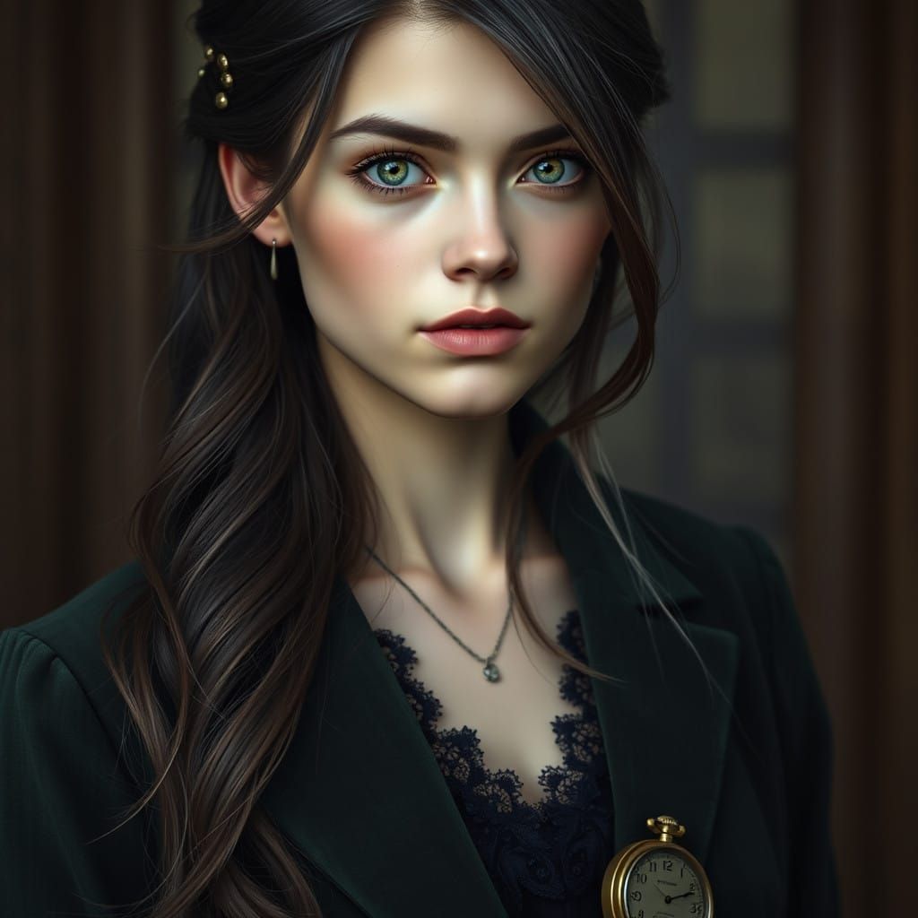 Ethereal Intellect: A Moody Young Woman