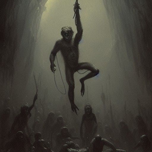 Horrific Monkey in Gustave Doré Style