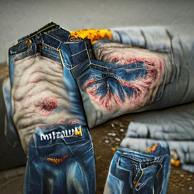 Mutated Jeans with Hyperrealistic Skin