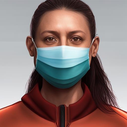 Female Inmates Wearing Covid Masks in Hyperdetailed Portrait