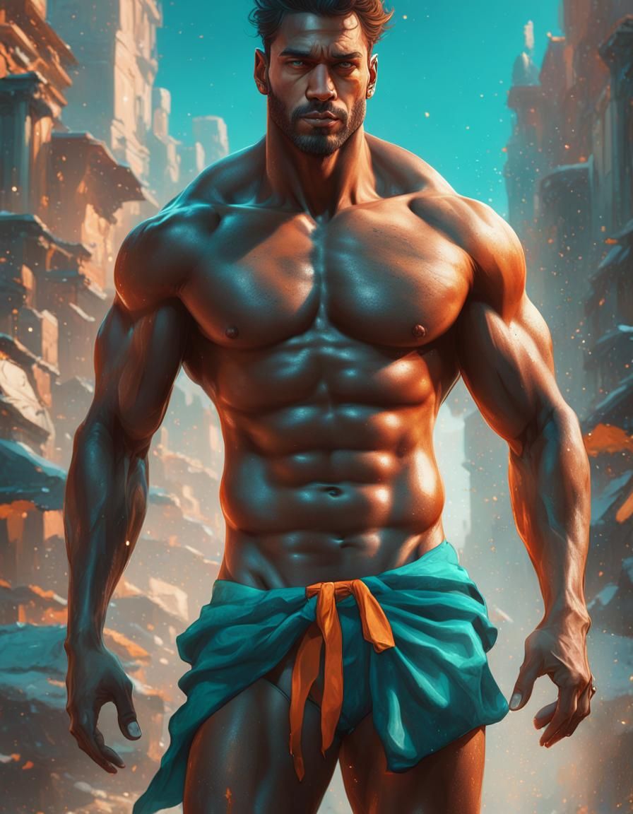 Hyperrealistic Image of a Man in Underwear