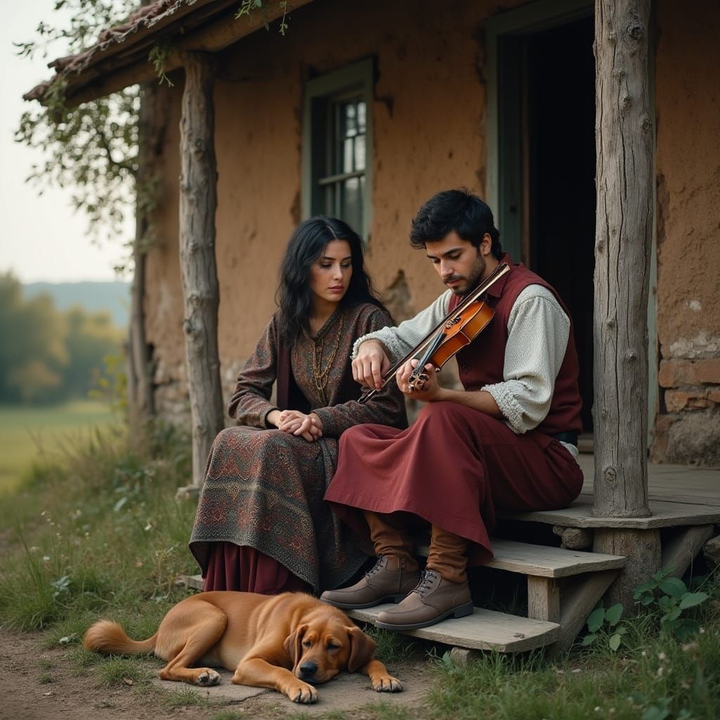 Hyper Realistic Photo of Eastern Europeans in Gypsy Clothing