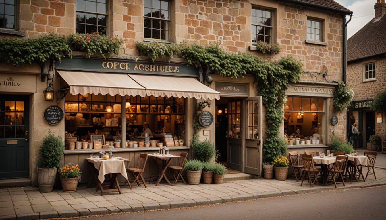 Cozy Vintage English Coffee Shop with Rustic Charm