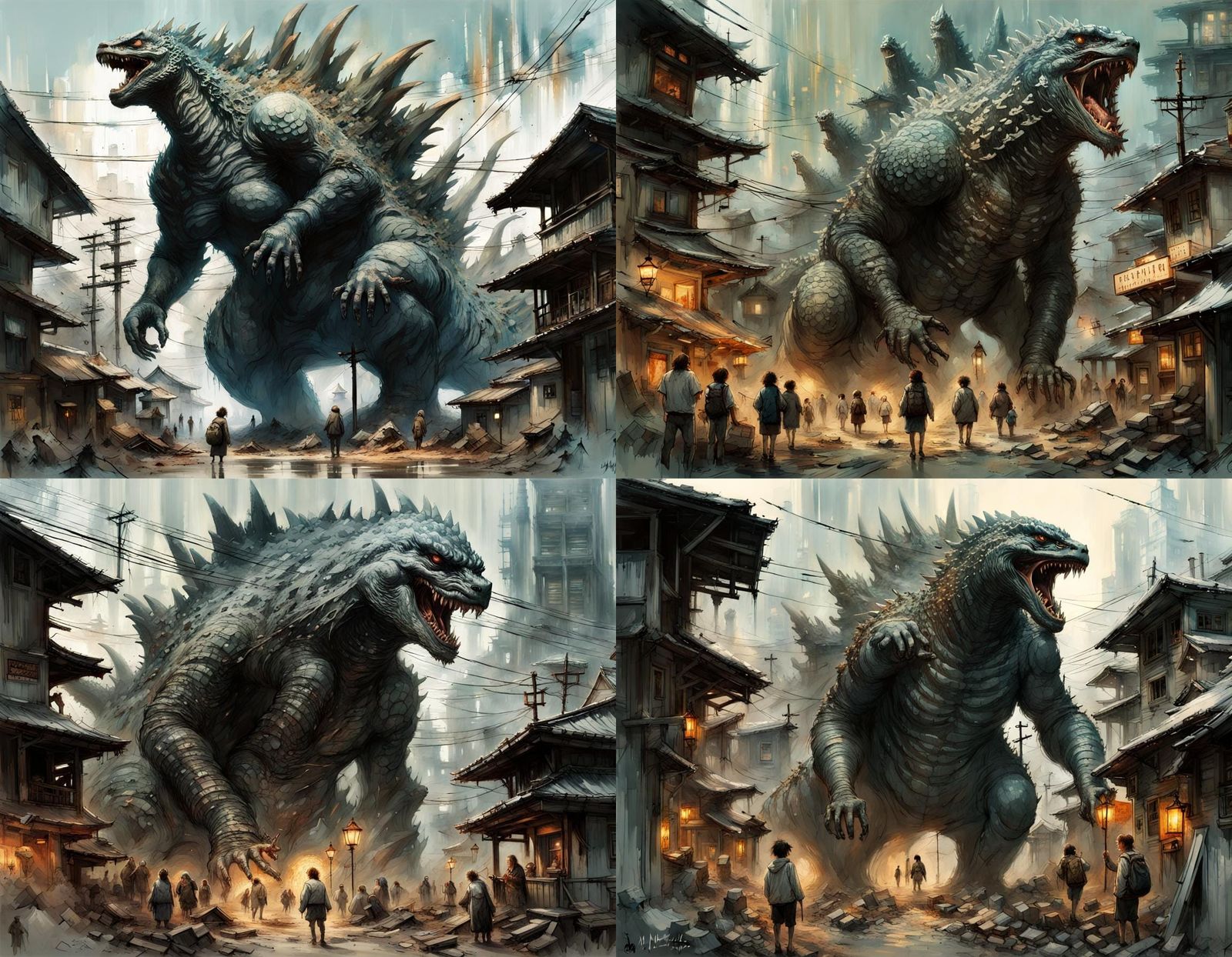 Godzilla Hybrid in Chaotic Japanese Wonderland