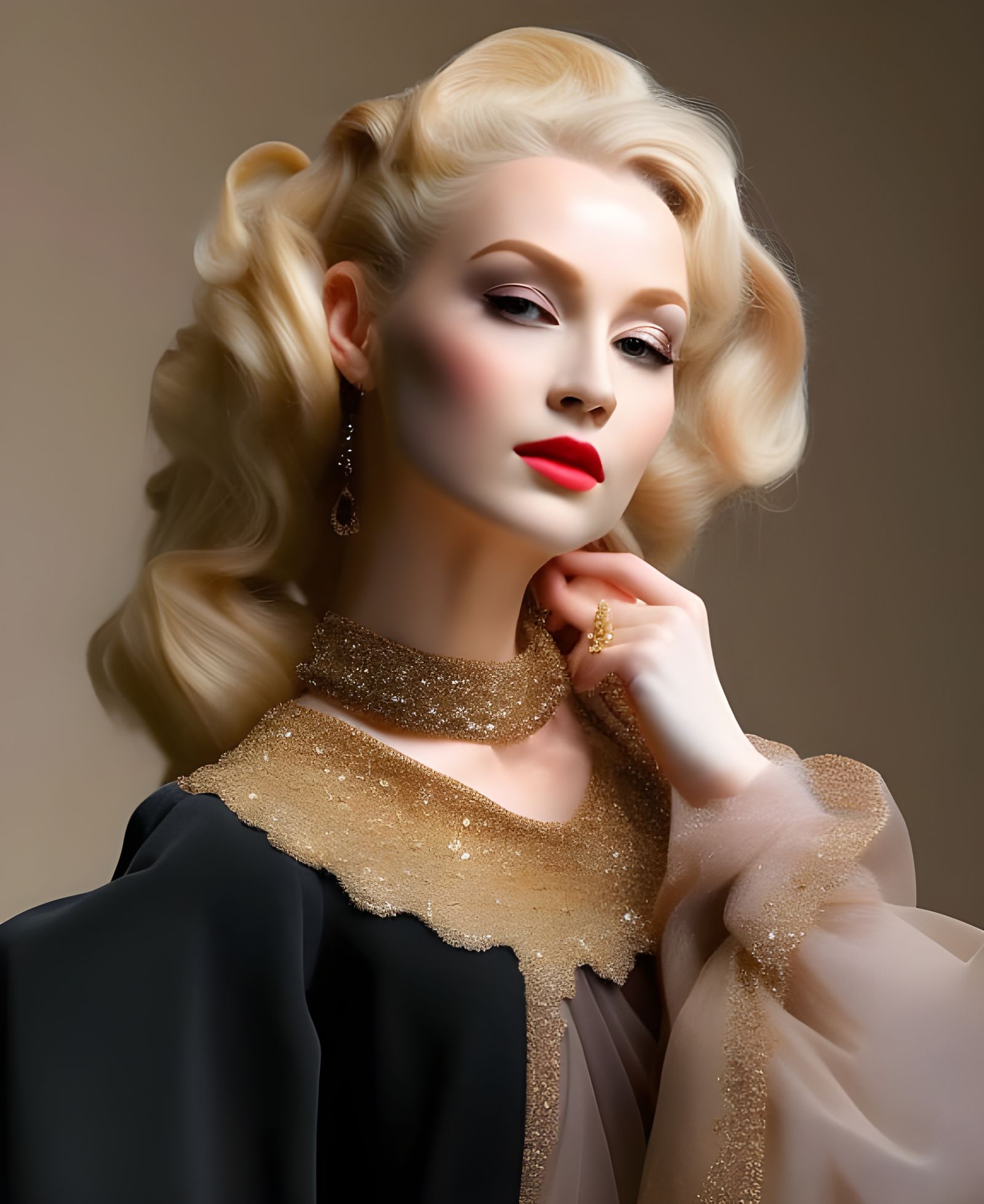 Renaissance Woman in Sheer Blouse: Golden Hour Portrait