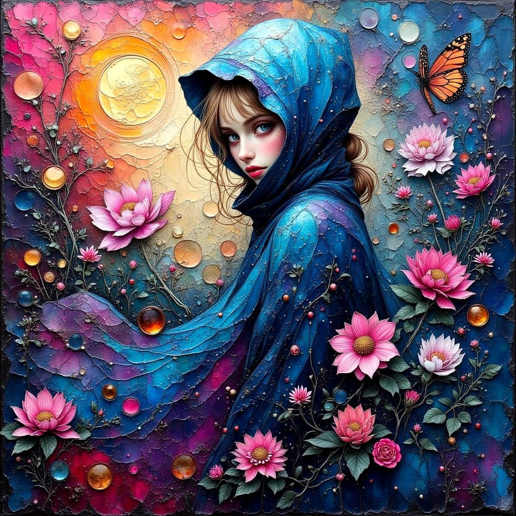 Girl in Cloak: Impasto Oil Painting With Bokeh