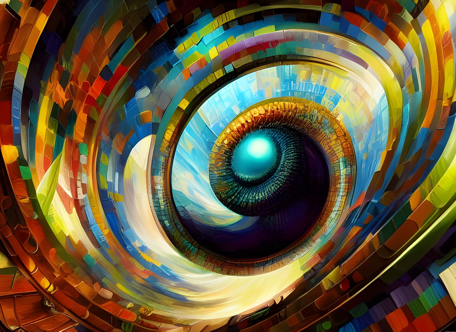 Intricate Geometric Abstract in Hyperreal Style