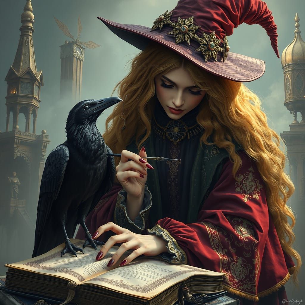 Golden Witch Paints Crimson Toenails, Raven Waits