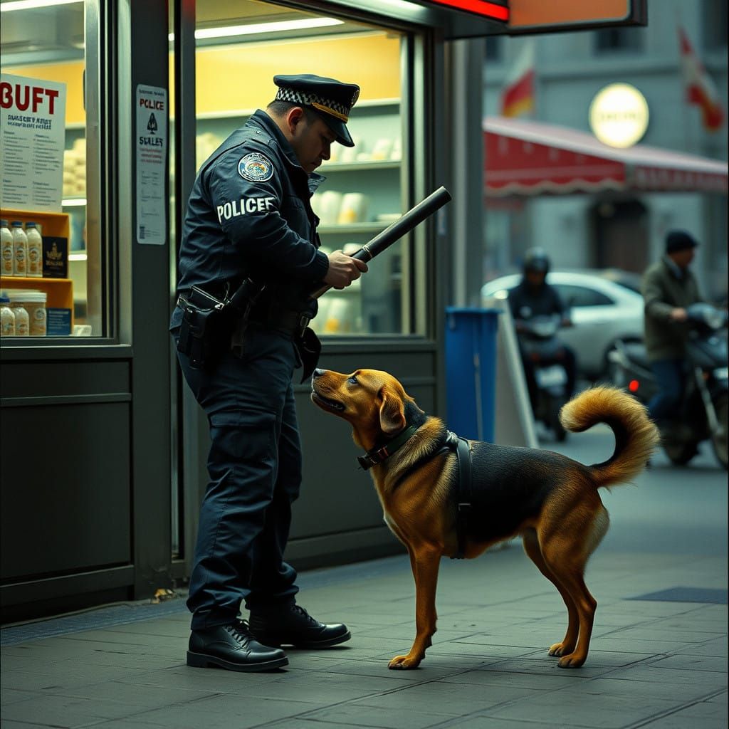 Tense Street Scene in Cinematic Grayscale
