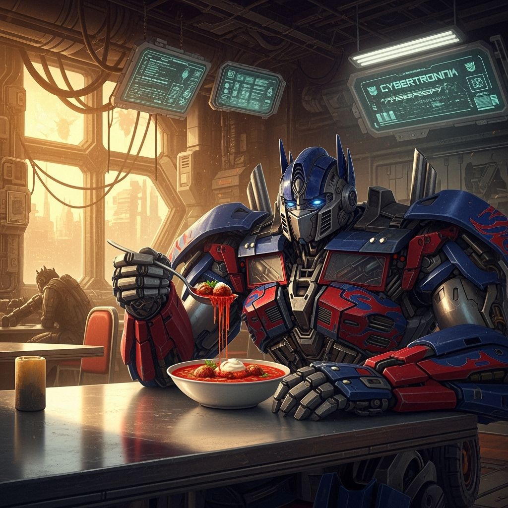 Optimus Prime Eats Borscht in Cybertronian Setting
