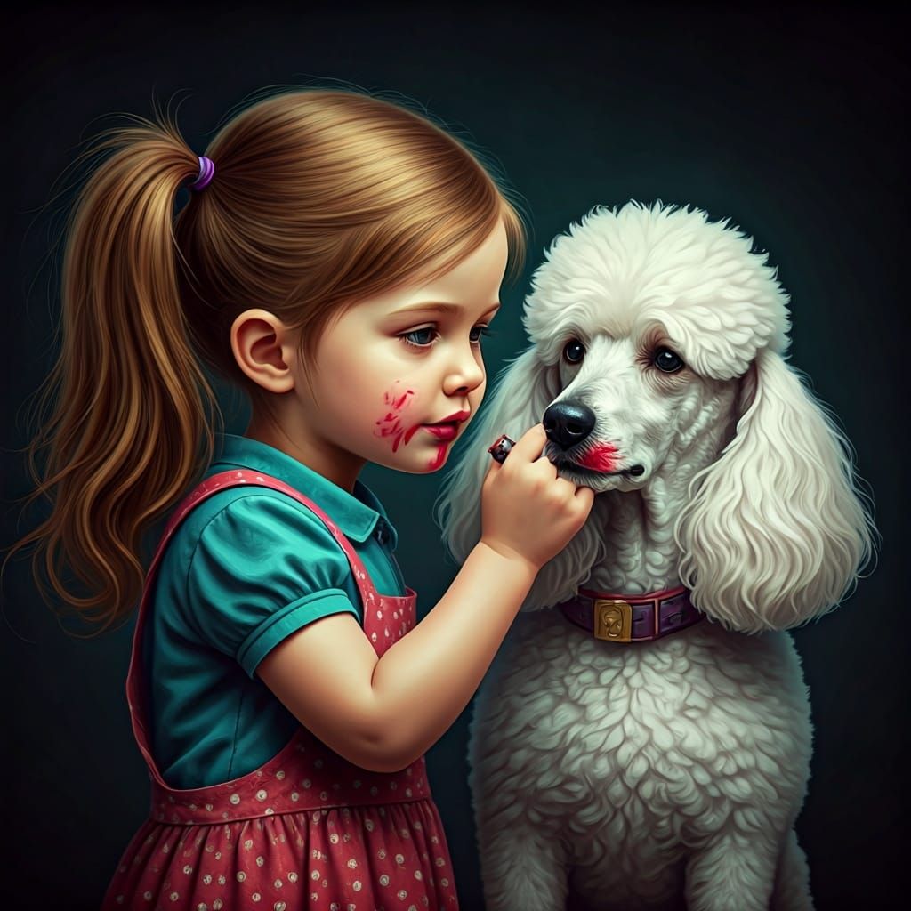 Girl and Poodle: Fantasy Concept Art