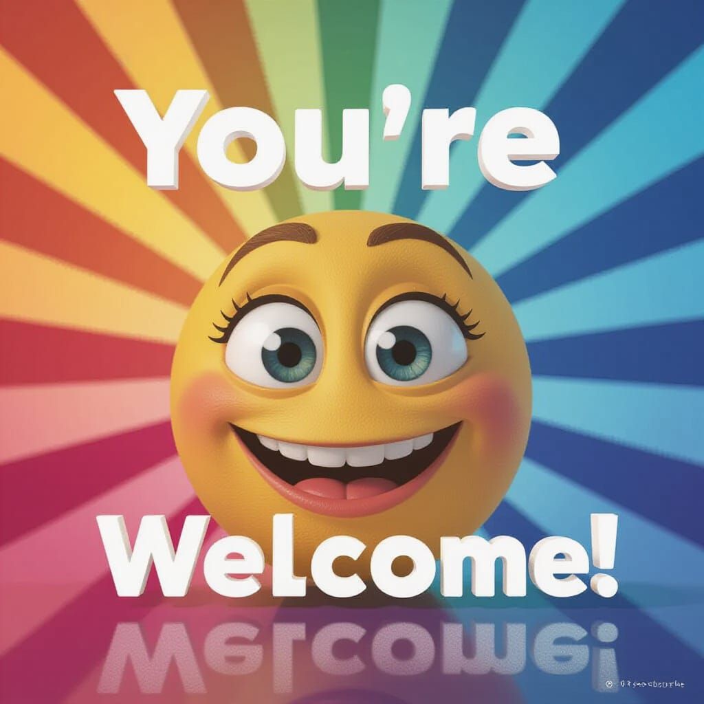 AI Generated "You're Welcome" Text with Smiling Eye