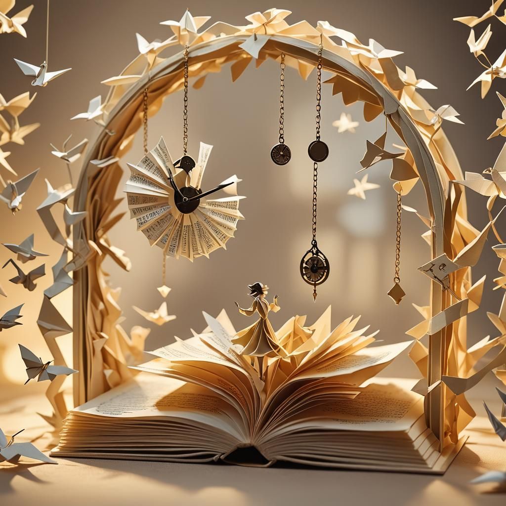 Dreamlike Origami Papercraft of Time