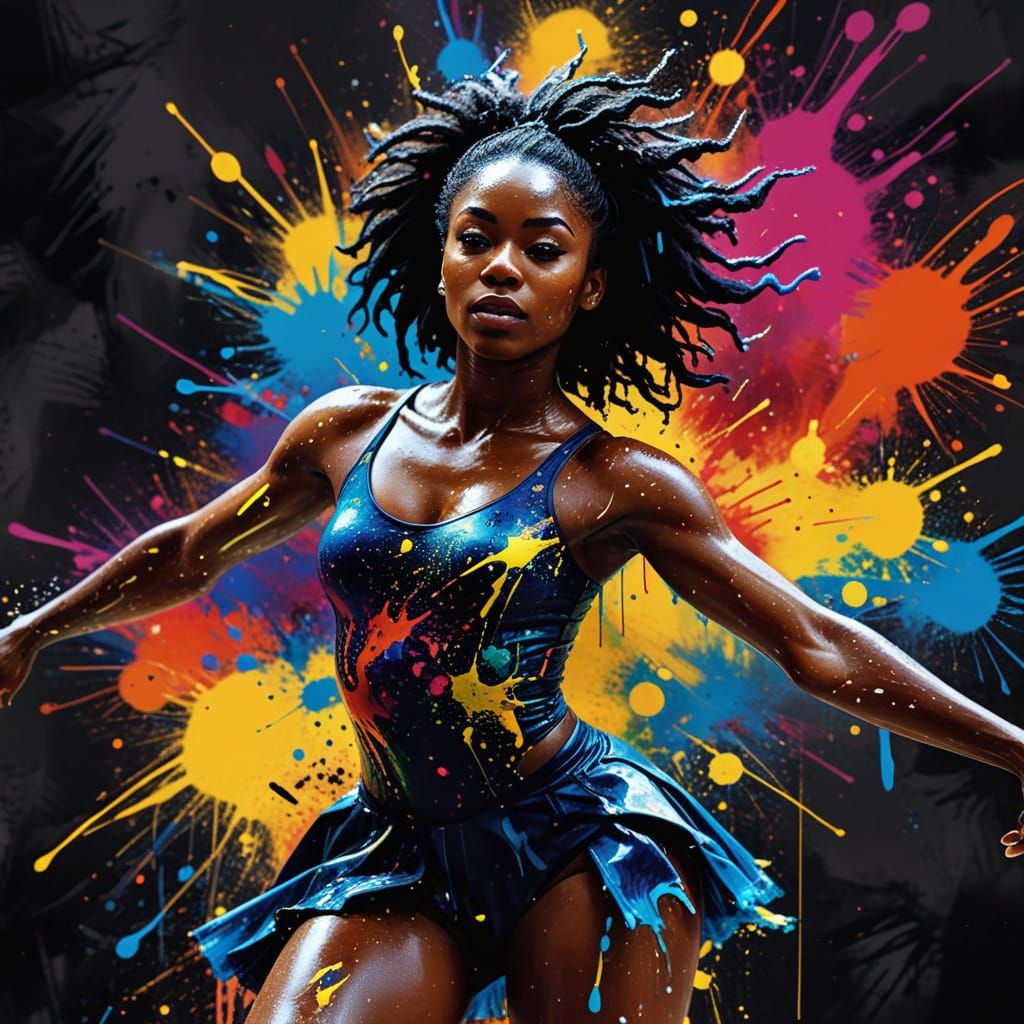 Black Ghanaian Skater in Vibrant Afrofuturism Art